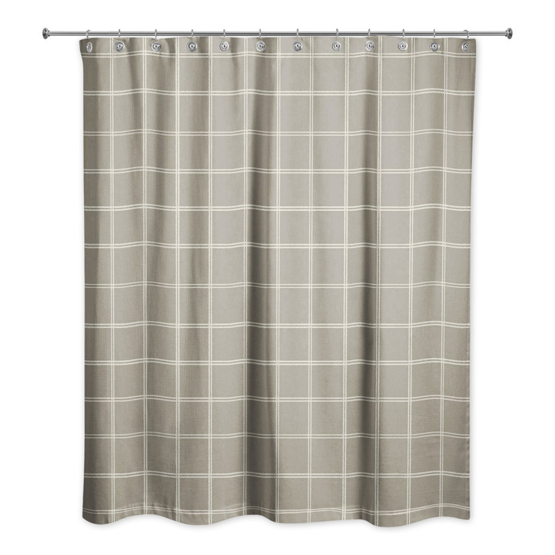 Rideau de douche simple Magnus, Taupe / blanc