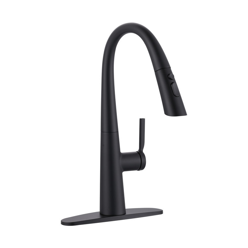 3 Spray Patterns Single Handle Pull Down Sprayer Kitchen Faucet, Matte Black