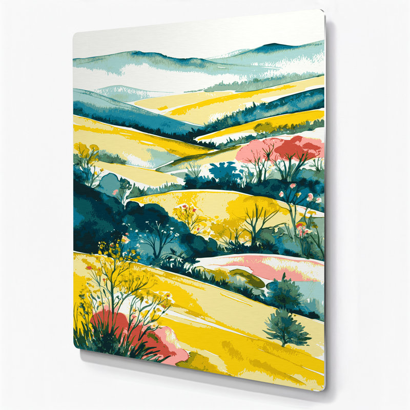 Aquarelle paysage 84, art mural en métal beige, 24" H x 20" W