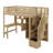 Wood Loft Bed With Built-In Desk, LED, Storage Shelves, Cabinets And Staircase-1451065873