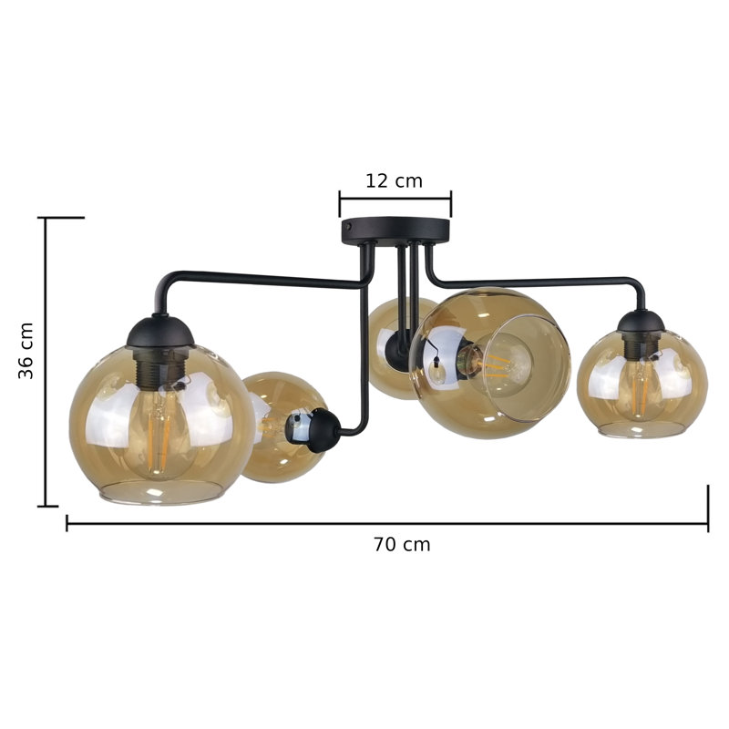 Glass Semi Flush Mount, Black