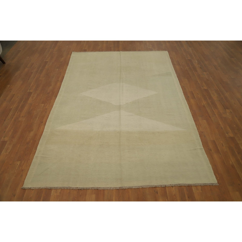 Tapis kilim neutre 6 x 10 mettant en valeur des formes géométriques douces