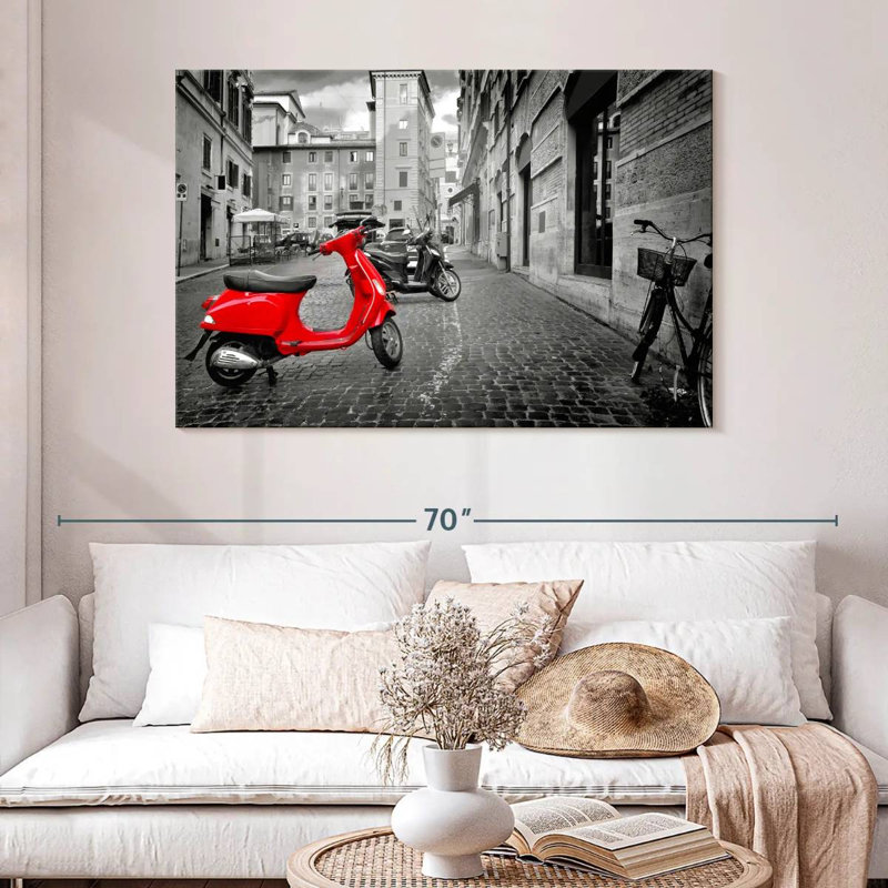 Vespa rouge Sirci Pop, H 32 po x l 48 po