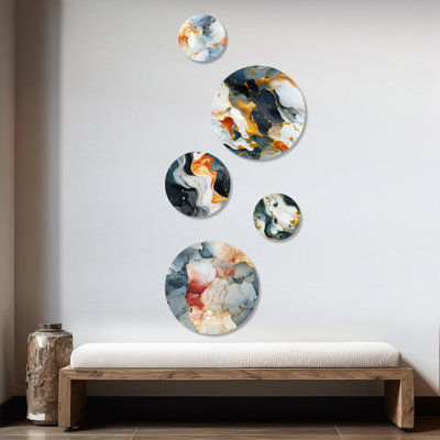 Lamorteau - Marble Glam Round Wall Art Set Of 5