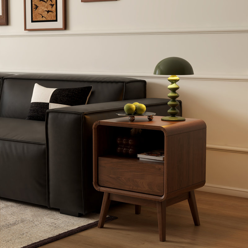 42cm W Solid Wood Bedside Table, American Walnut