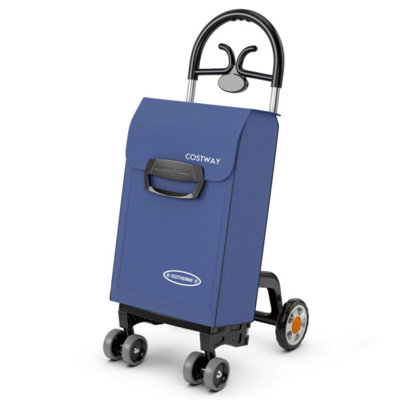 Folding Shopping Cart Utility Hand Truck With Rolling Swivel Wheels -  Spiritual Realm, W001343Blue