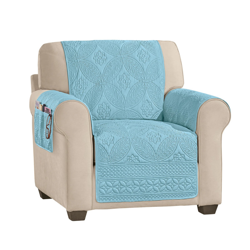 Protecteur de mobilier texturé à bordure, Bleu ciel
