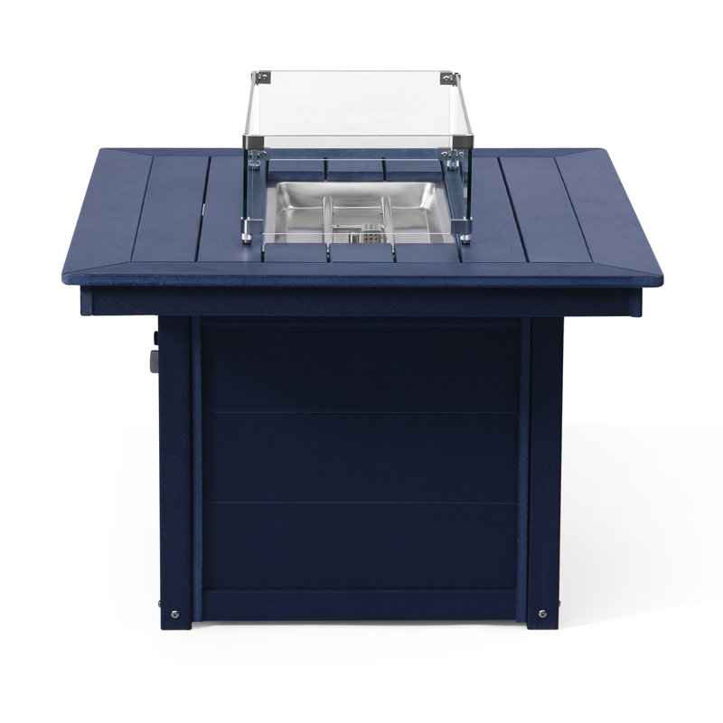 Rectangular 34" X 46" Fire Pit Table, 31.5" H x 46" W x 35" D, Blue