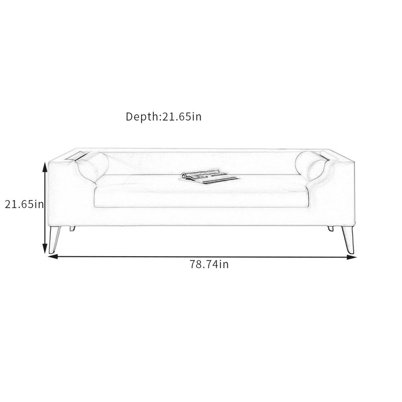 Banc rembourré en microfibre / microsuède de conception simple, H 21,65 po x l 78,74 po x P 21,65 po, Beige