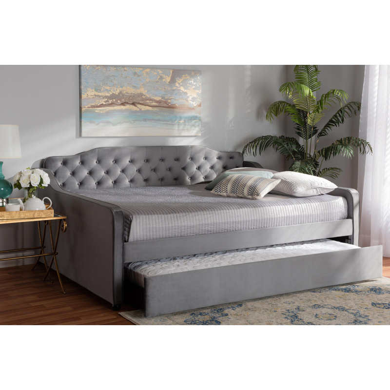 Lit de jour avec couchette Mihoyo, Gris, Double