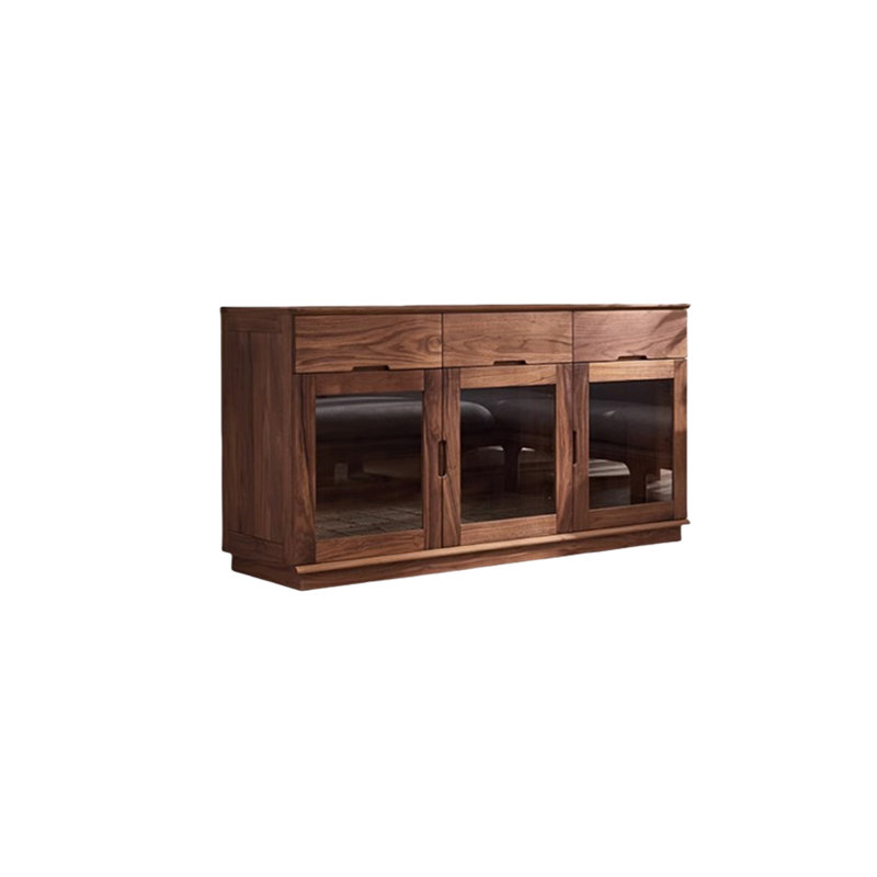 Durable Walnut Cabinet with Glass Door