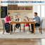 4 PCS Button Tufted Parsons Dining Side Chairs with Linen Upholstered, Thick Padded Seat & Rubberwood Legs for Dining Room Kitchen Living Room Office, Blue-1458116973-1458116977-1458116978