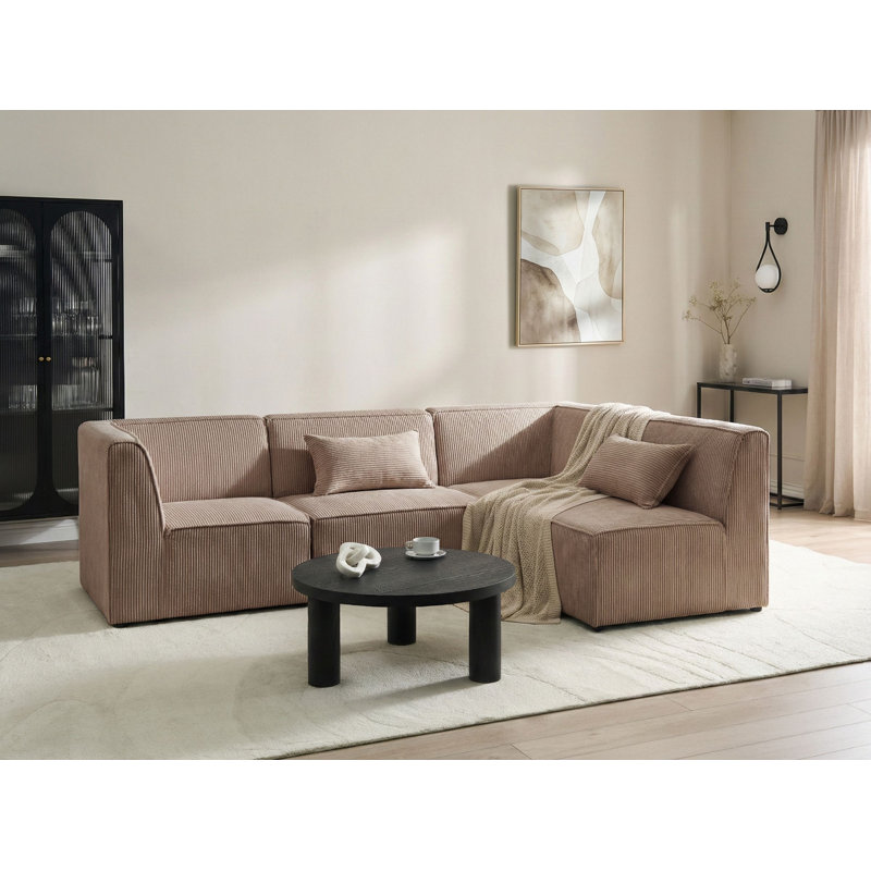 Bertwin 4 Seater Corduroy Corner Sofa, Sand Beige, Left Hand Facing