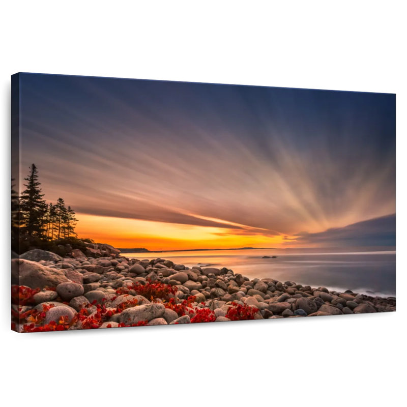 Coucher de soleil doré à Boulder Gillard, H 20 po x l 30 po