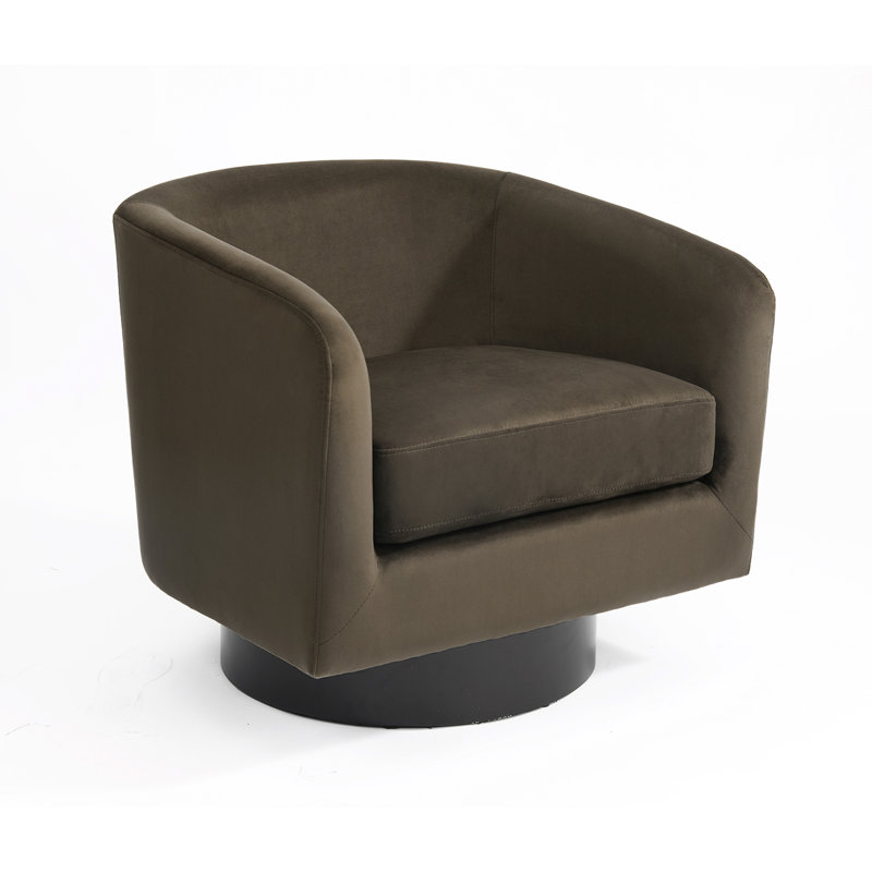Velvet Upholstered Swivel Barrel Chair, Coffee