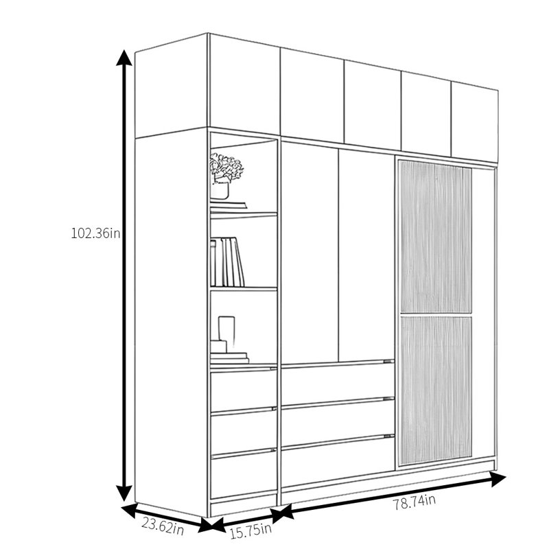 Light Luxury Senior Wardrobe, 102'' H x 94" W x 24'' D