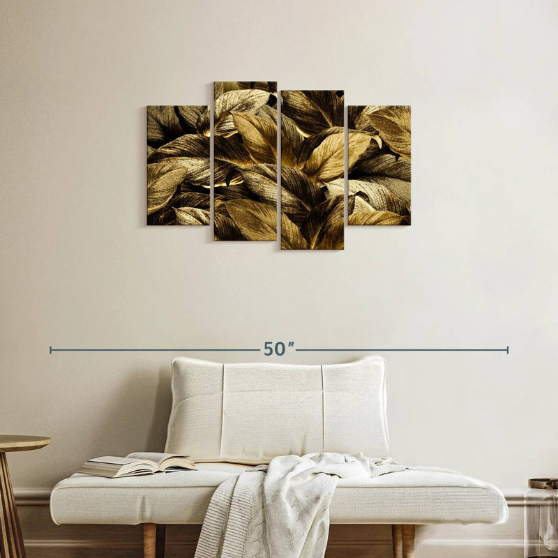 Harnek, feuilles d'or, H 22 po x l 36 po
