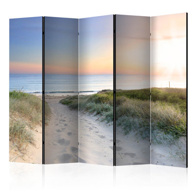 225cm W x 172cm H 5 - Panel Solid Wood Folding Room Divider