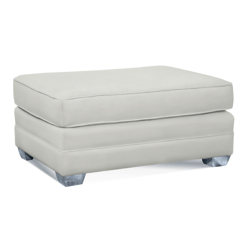 Bedford Upholstered Ottoman, Sea Glass , Light Blue and White Stripe; 0256-54