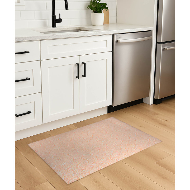 Tapis de cuisine anti-dérapant Rolling Circles, Rectangle 5 pi x 7 pi, Pêche