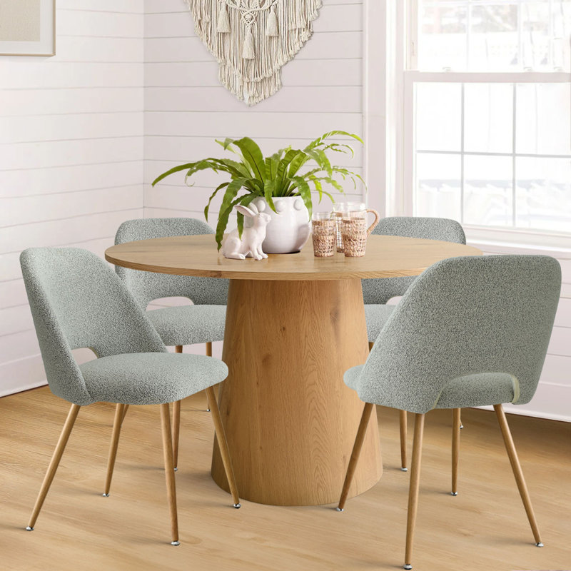 Daeb 5-Piece Round Dining Table Sets, Gray