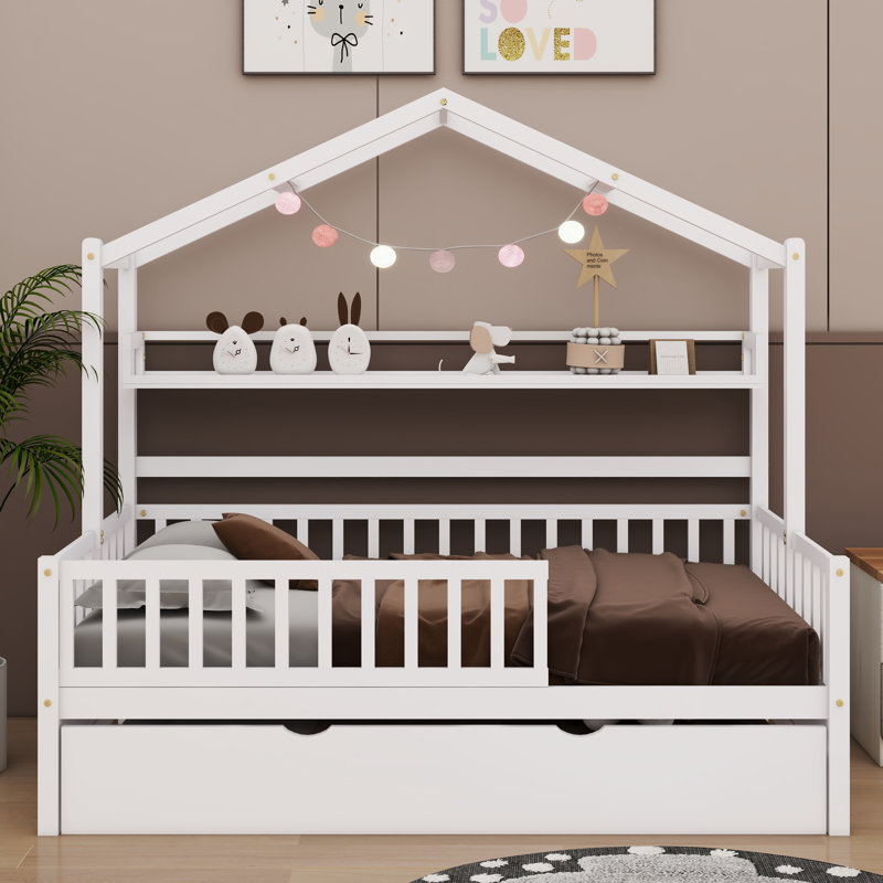 Lit gigogne en bois, Blanc, Simple