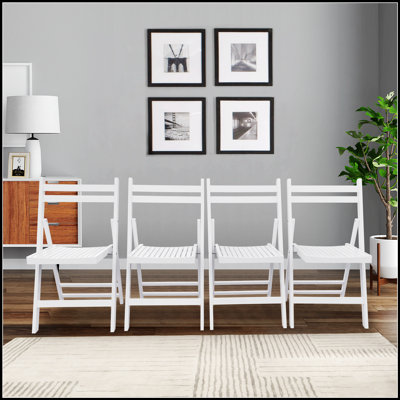 Furniture Slatted Wood Folding Special Event Chair - Set of 4, Foldable and Durable for Various Occasions