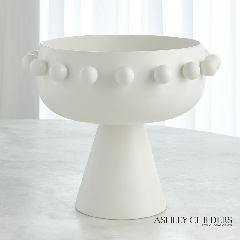 Spheres Handmade Earthenware Decorative Bowl, Ivory