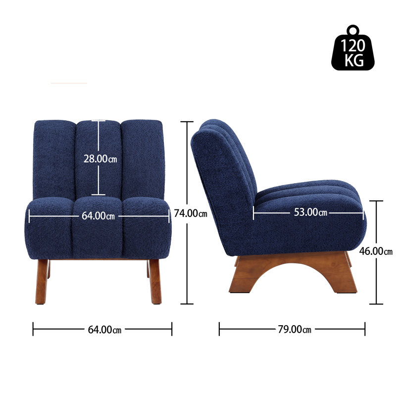 Brinlei 64cm Wide Tufted Lounge Chair, Blue