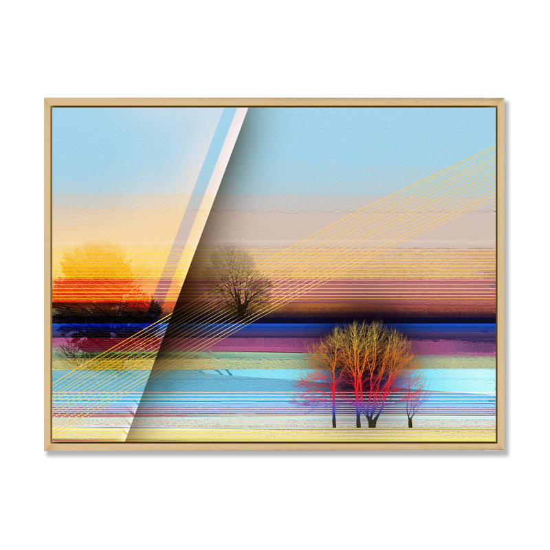 Fleurs de printemps colorées abstraites III - reproduction de cadre flottant sur toile, H 8 po x l 12 po x P 1 po