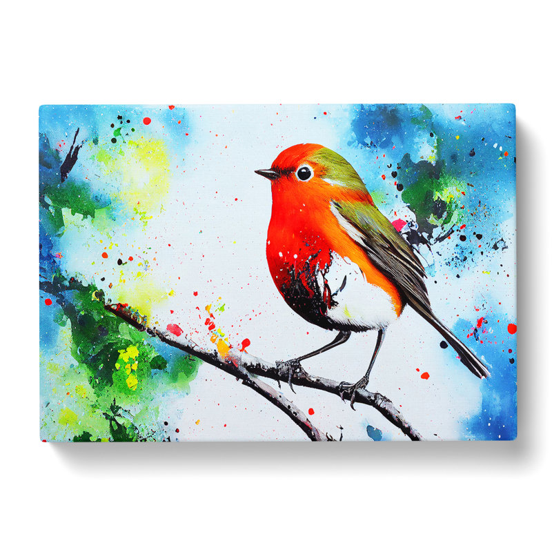 Robin Bird Splash Vol.2 Abstract - Wrapped Canvas Print, 50cm H x 76cm W x 3cm D