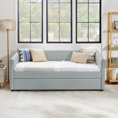 Daybed With Trundle Upholstered Bed With Vertical Stripes