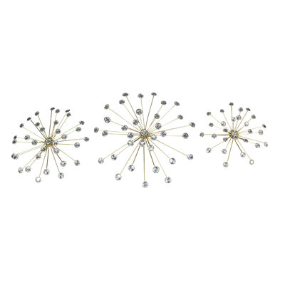 Mercer41 3 Piece Jeweled Sunburst Hanging Sculpture Wall Décor Set
