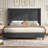 Crofford King Size Modern Corduroy Upholstered Bed with 65'' Tall Headboard & Solid Wood Legs, Black-9268979-14536593