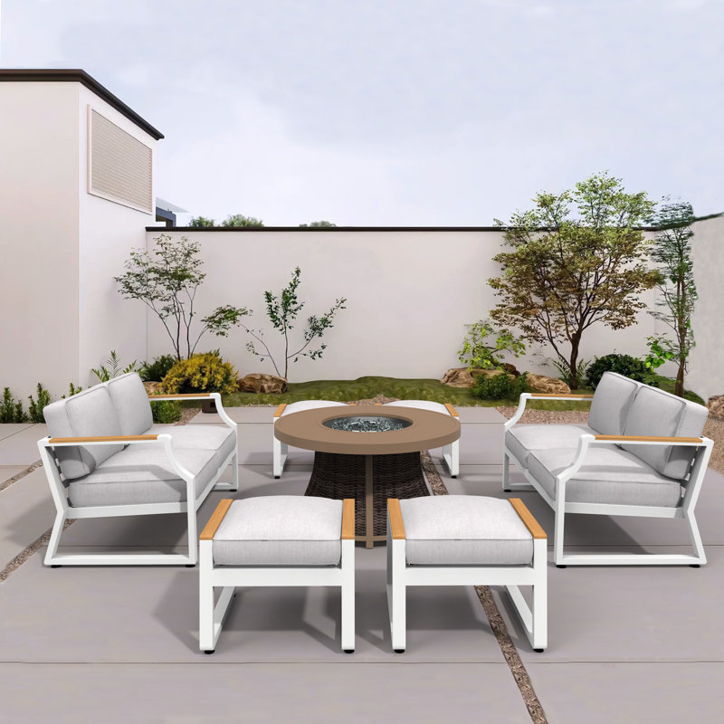 Kaebri 8 - Person Patio Conversation Set with Cushions, White