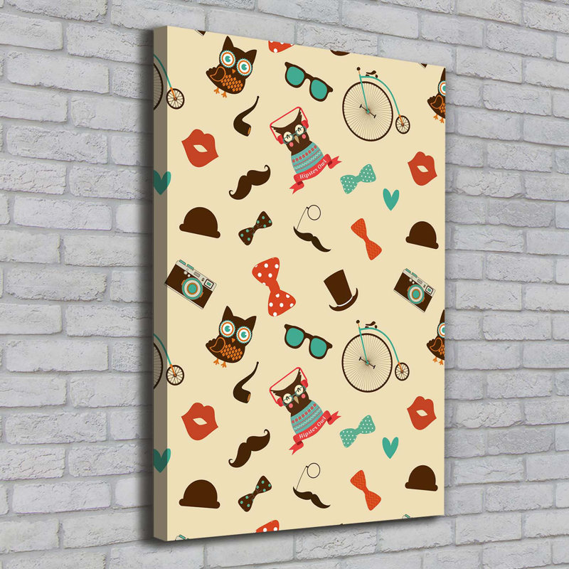 Owl Bike Glasses - Wrapped Canvas Print