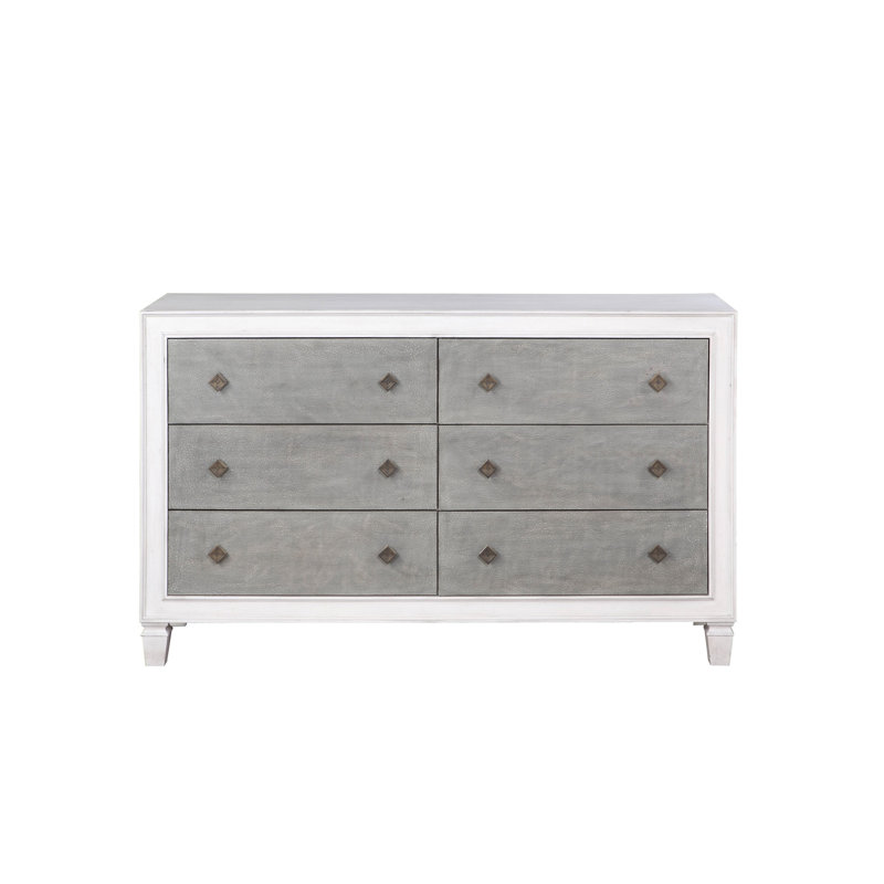 Commode Katia gris rustique et blanc vieilli