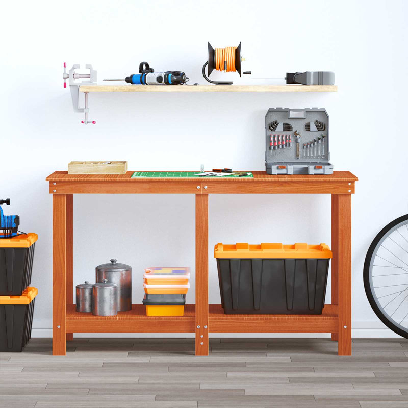 Solid Pine Wood Top Workbench, 80cm H x 140cm W x 50cm D