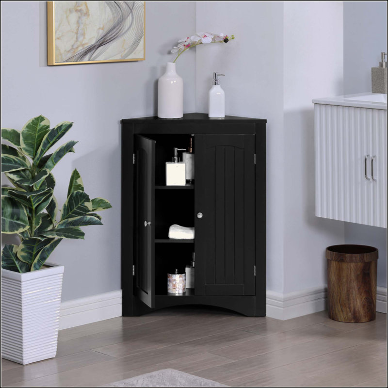 Sideboard Cabinet,Corner Cabinet,Bathroom Floor Corner Cabinet With Doors And Shelves, Kitchen, Living Room,Free Standing Storage Cabinet For Bathroom
