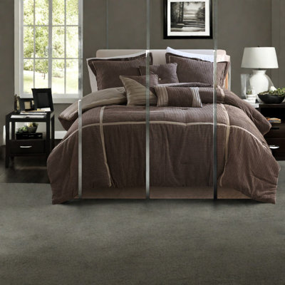 Luxurious Micro Corduroy Bedding Set, Polyester Cal King, Modern Style For Home