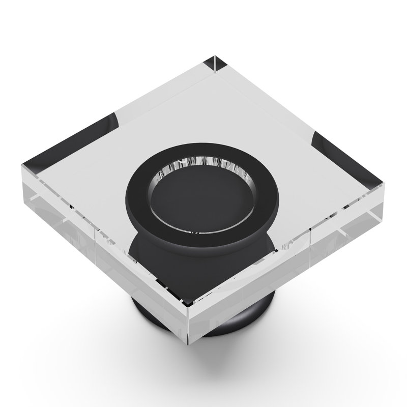 1.375" Square Knob Multipack, Crysacrylic/Matte Black