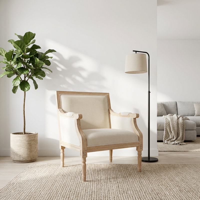 Chaise d'appoint avec cadre en bois patiné Traditional