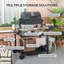 Chariot de travail pour barbecue extérieur, 117 cm x 55 cm, acier inoxydable, table d'appoint pliable, chariot noir avec tablette, poste de préparation.