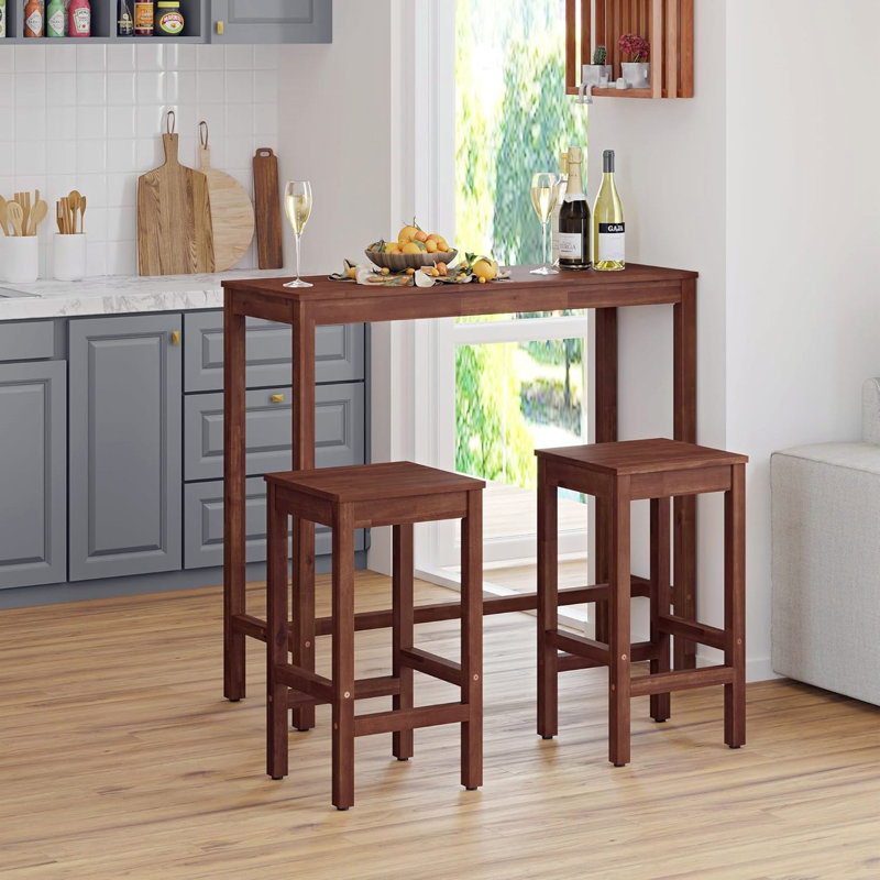 Bar Table, 45 Inch Counter Bar Height Pub Table, Brown