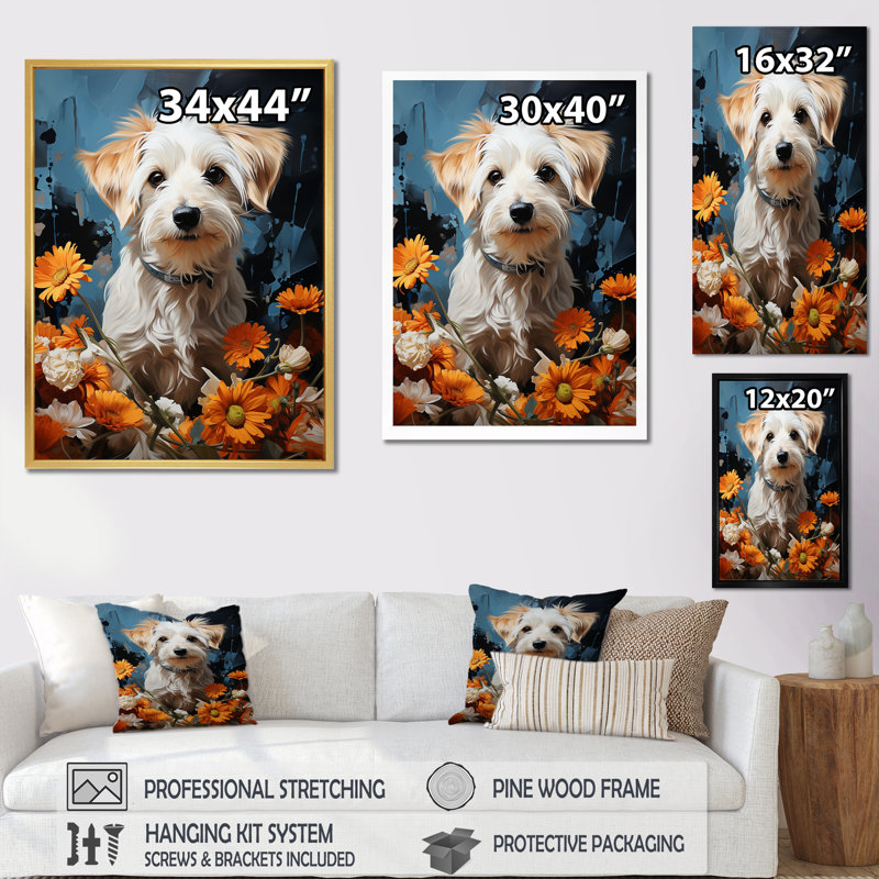 Reproduction d'art mural «Popping Dog» - animaux_105831, H 40 po x l 30 po x P 1,5 po, Toile tendue