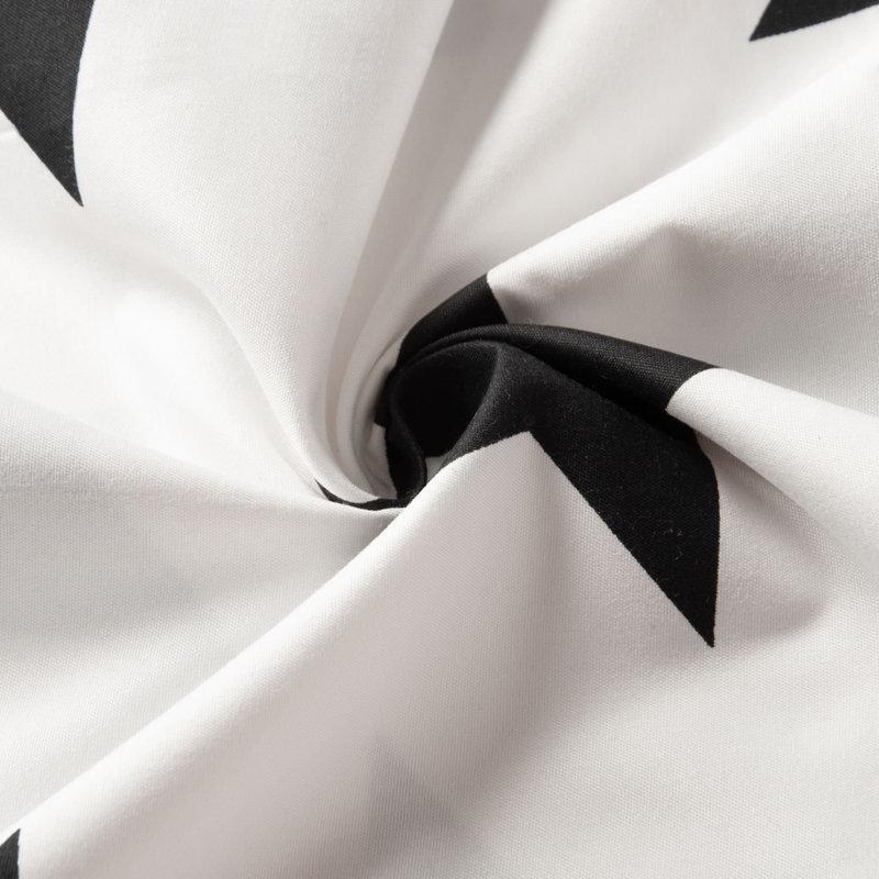 Microfiber Envelope Closure Print Pillowcases, Black/White Starburst