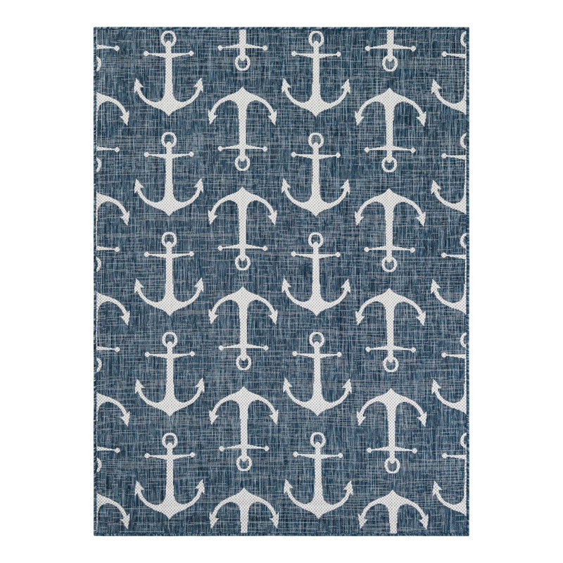 Glidden Blue Indoor/Outdoor Rug, Rectangle 5'3" x 7'1"