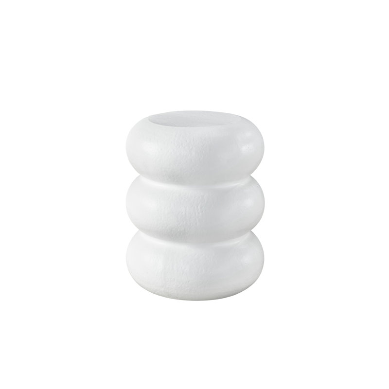 20" White Textured Round Wood Side Table