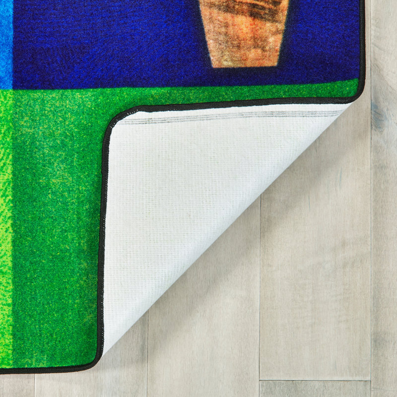 Tapis géométrique Pixel Perfect ™ en vert / rouge / bleu, Rectangle 8 pi x 12 pi