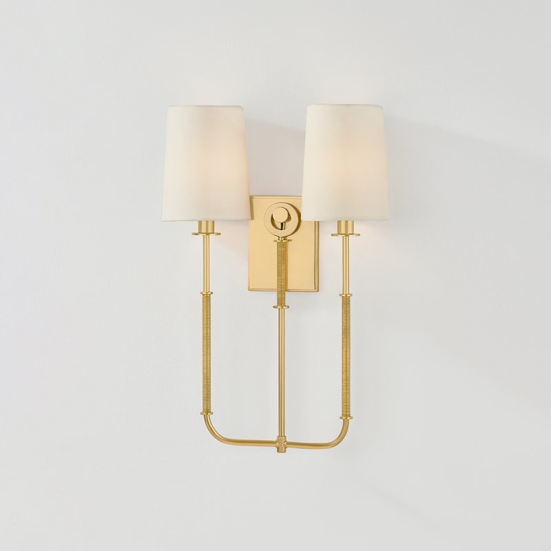Glenmont 14" 2-Light Linen Empire Wall Sconce, Gold
